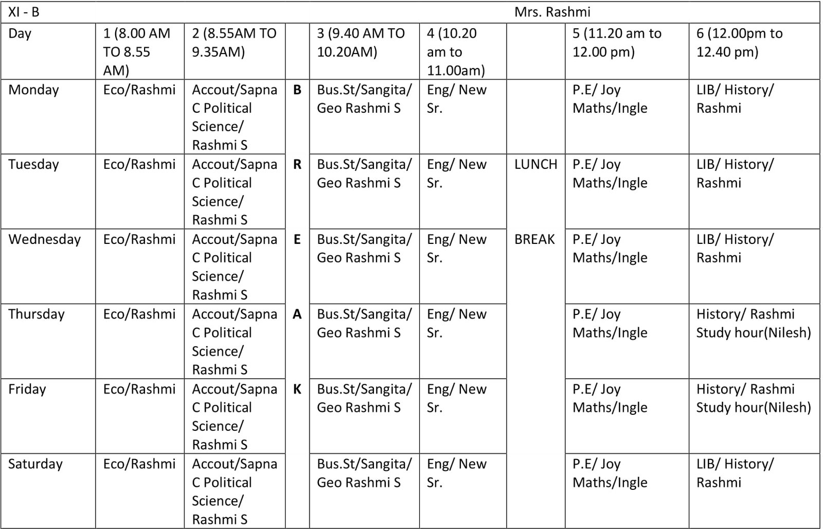 Time Table 2024-25